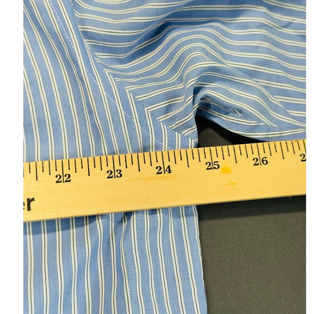 Nautica Premium Non Iron Striped Dress Shirt Men Size 16 34 35 Blue White French - Picture 6 of 16